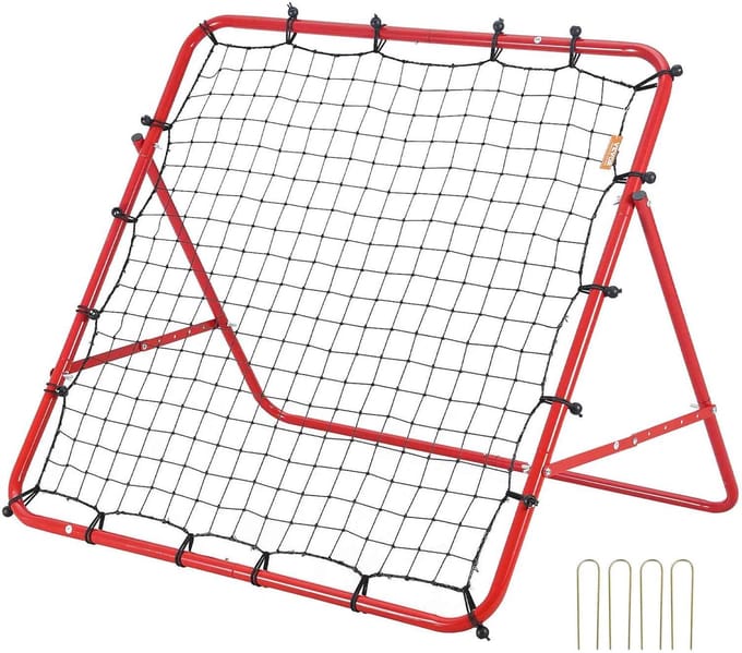 Casa Living Rebounder - Voetbal Trainer - Verstelbare Hoek - Opvouwbaar Trainingsnet - Stevige Constructie - Draagbaar - Rood