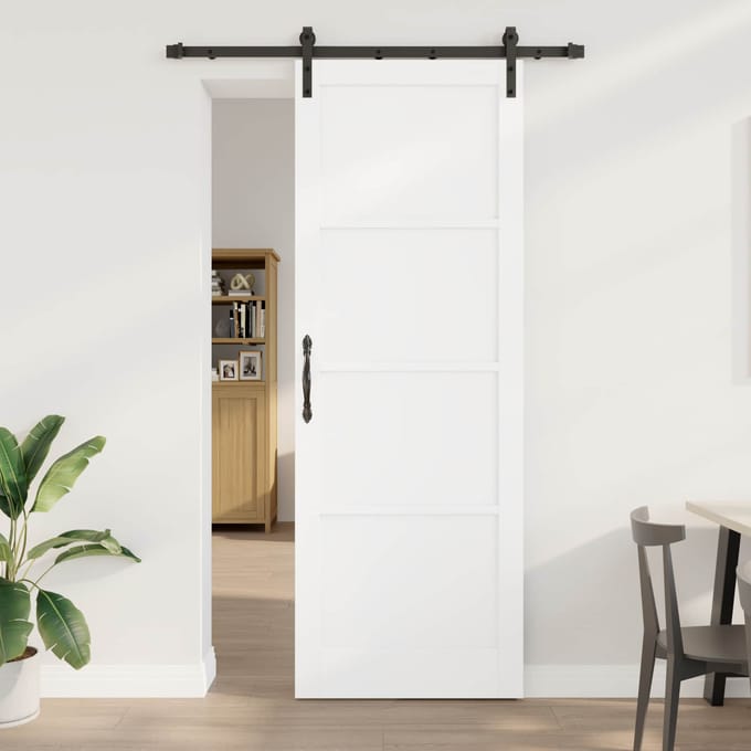 vidaXL - Schuifdeur - Wit - 83 - x - 232 - cm - Massief - grenenhout