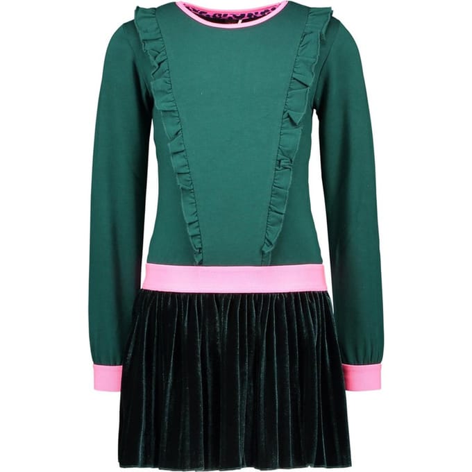 B-nosy  - Maat 128 - Meisjes Jurk - Botanical green