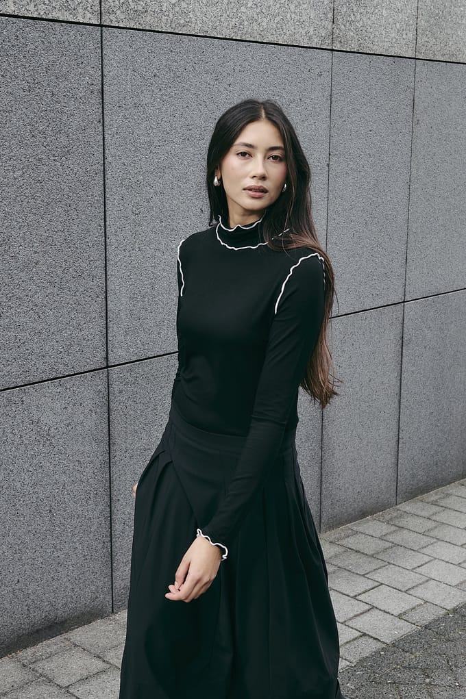 Janice viscose top | Black White - Black White / M