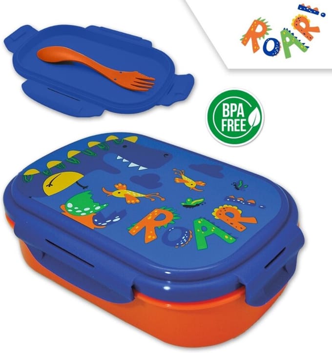 Roar Boze Dino Lunchtrommel met Bestek - Broodtrommel
