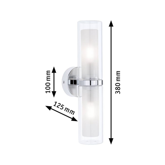 Selection Bathroom Wandlamp Luena IP44 E14 230V max. 2x20W dimbaar Chroom, Glas