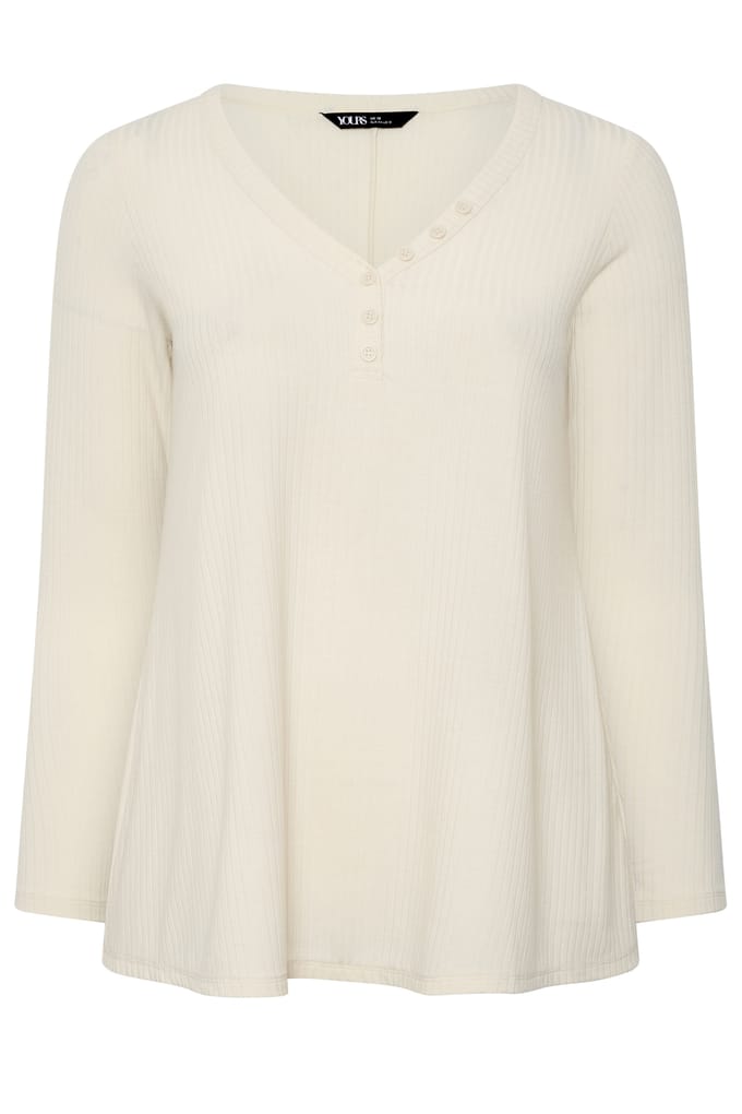 Yours Crèmekleurige Henleyswingtop Size 42