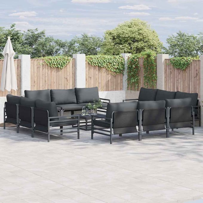 vidaXL - Tuinbank - Set - 12 - st - Zwart - Staal