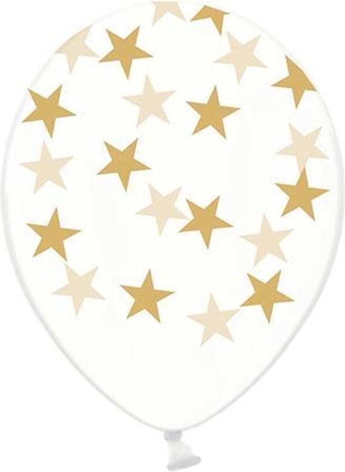 Partydeco - Ballonnen Clear Met Gouden Ster (10 stuks)