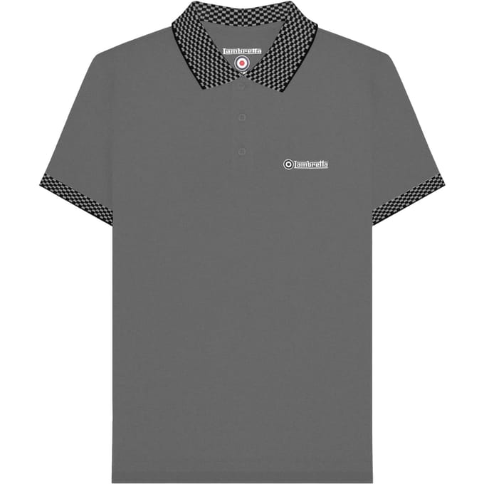 Lambretta Heren SS25 Tweekleurig Poloshirt (Staalgrijs)