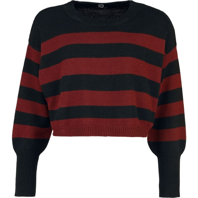 R.E.D. Rock-Engineered Design Zwart-rode gestreepte trui - Dames - S