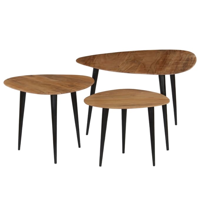 vidaXL - 3-delige - Salontafelset - massief - acaciahout