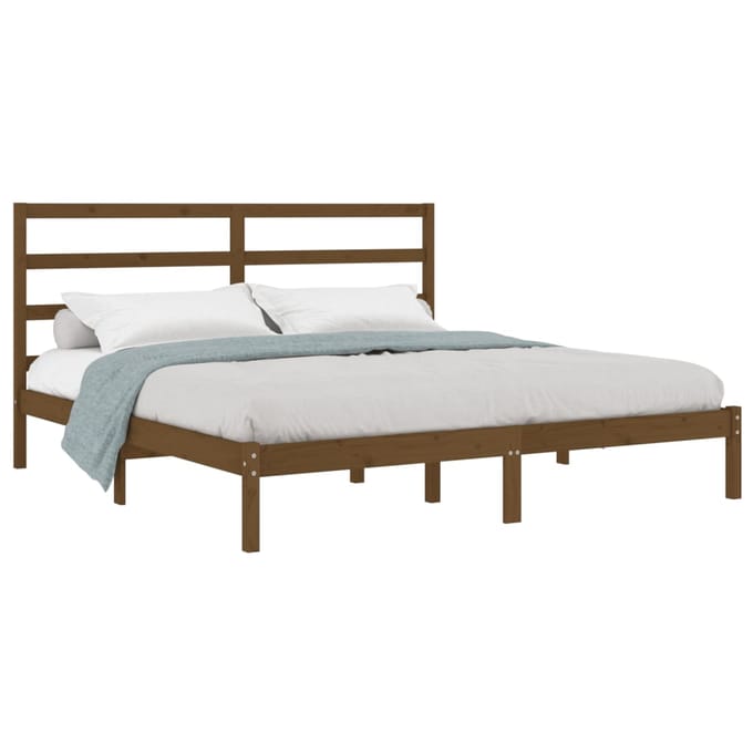 vidaXL - Bedframe - massief - grenenhout - honingbruin - 200x200 - cm