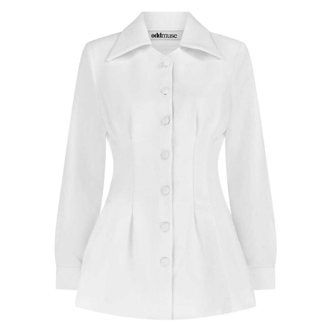 Odd Muse Dames Tailored Lange Mouwen Blouse (Wit)
