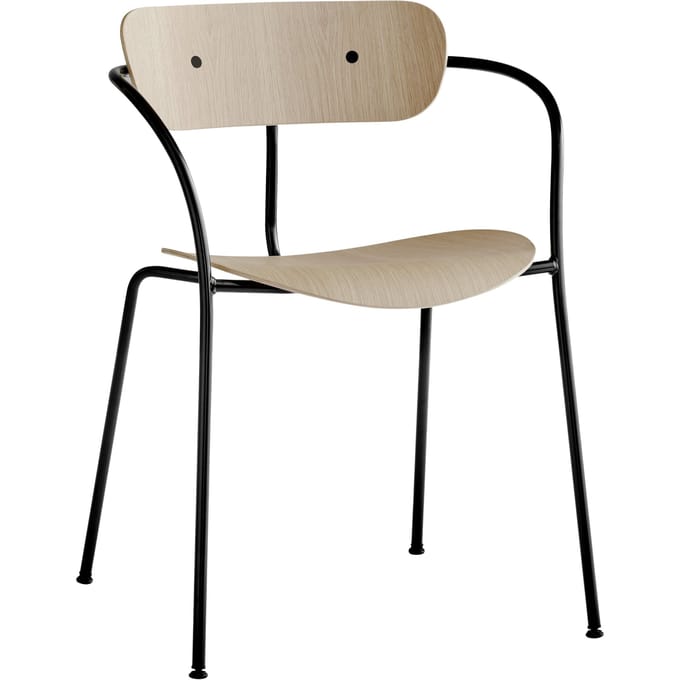 &Tradition - Pavillon AV2 Stoel - black - eiken gelakt - beige