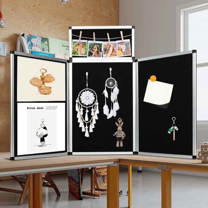 Groot Presentatiescherm Opvouwbaar 3+1 Paneel Zwart 180x90 cm