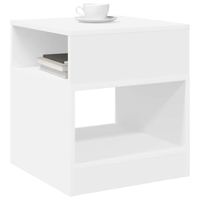 vidaXL - Bijzettafel - Wit - 40,5 - x - 40 - x - 45 - cm - Bewerkt - hout