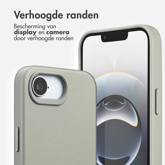 Accezz Hoesje - Geschikt voor iPhone 17e / 16e - geschikt voor MagSafe Leather Backcover - Light Grey