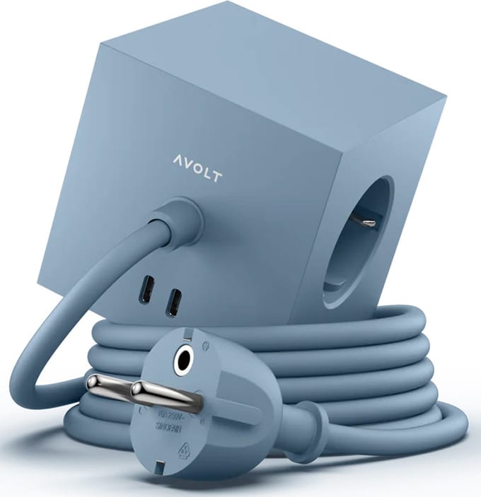 AVOLT Square 1 with 30W Dual USBC & Magnetic base 1.8m Shark Blue