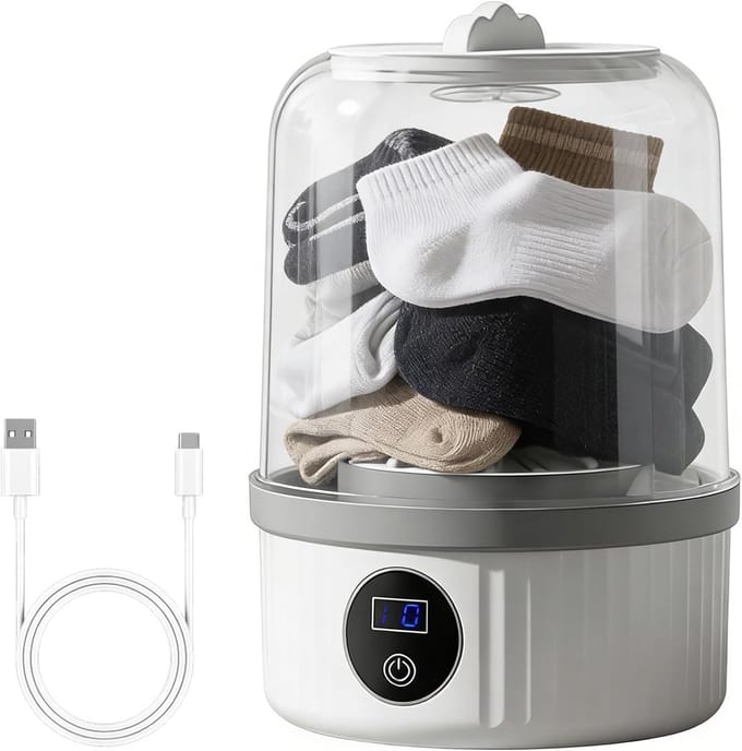 Compacte Wasmachine - Draagbare Reiniger - Snelle Kledingwas - Oplaadbaar Draadloos - 14x14x14 cm