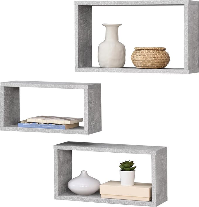 Wandplank Mandal set van 3 betonkleurig