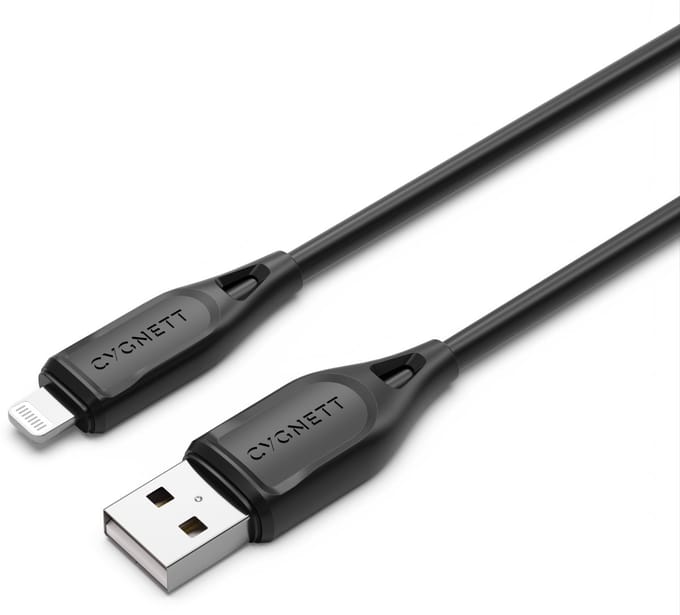 Cygnett USB-A naar Apple Lightning Kabel MFI 1 Meter - Zwart