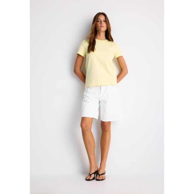 Stradivarius B02 Basic T-shirt regular fit zachte touch  Pastelgeel S