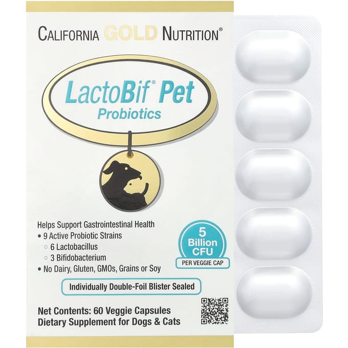 Lactobif® Pet Probiotic, 5 miljard KVE, 60 vegetarische capsules