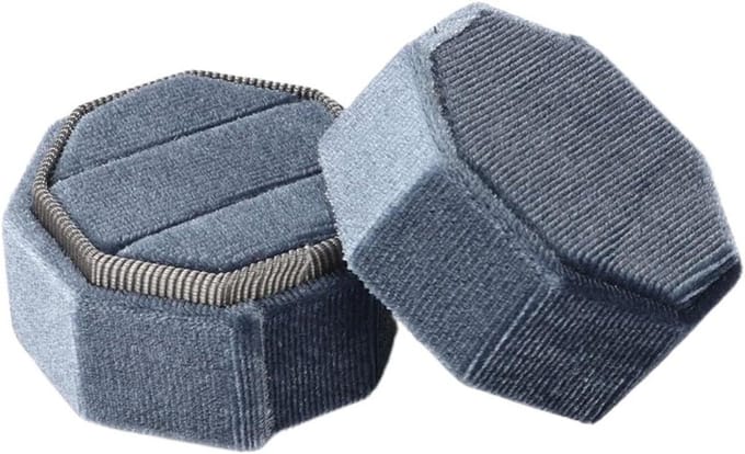 Houten ringendoosje - Sieraden opberger - Sieraden presenteren - Zeshoekig ontwerp - 5x4.5 cm - Grijs
