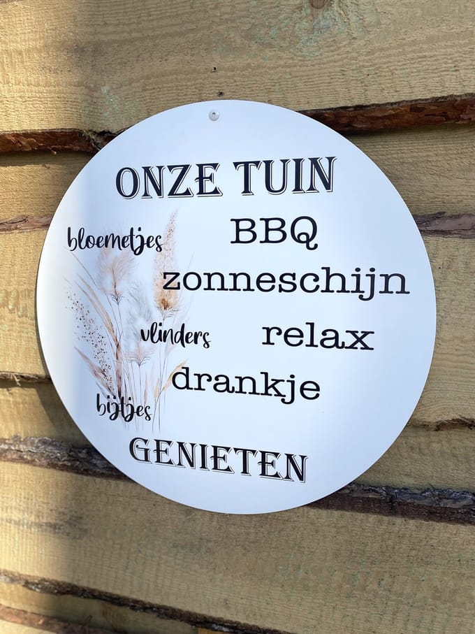 Creaties van Hier - Tuinbord - Wandbord - Muurcirkel - Dibond - 30 cm - moederdag cadeautje