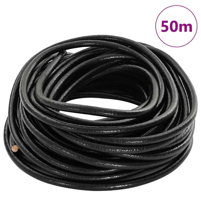 vidaXL - Leren - Koord - 1 - Zwart - Ø5 - mm - x - 50 - m - Leer
