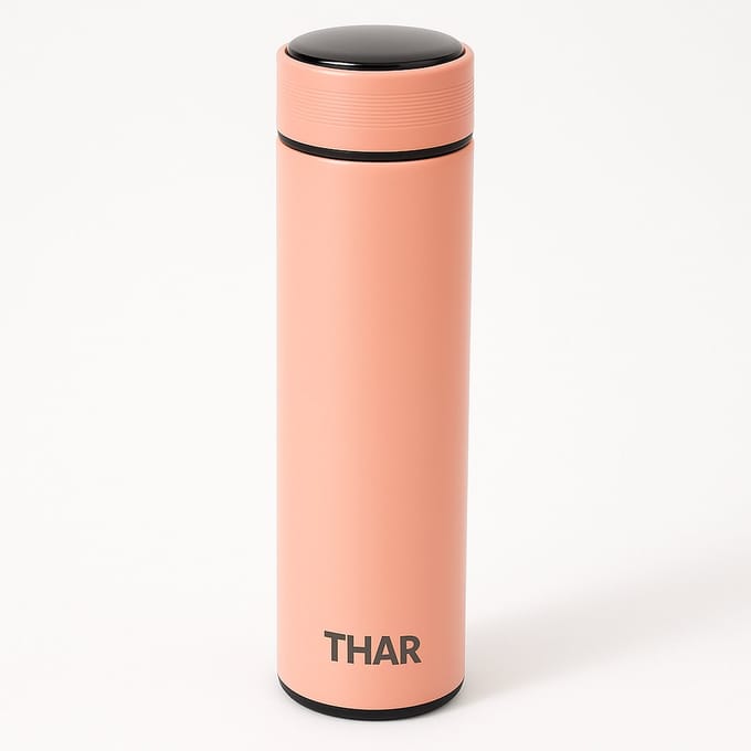 THAR Slimme Thermosfles 500ml – LCD Display & Dubbelwandig - Sakura Roze