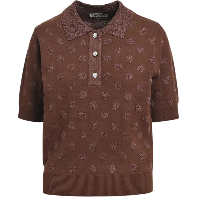 Essentiel Antwerp Lurex Dotted Polo Polos Bruin Krab