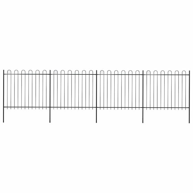 vidaXL - Tuinhek - met - ringtop - staal - 671x150 - cm - zwart