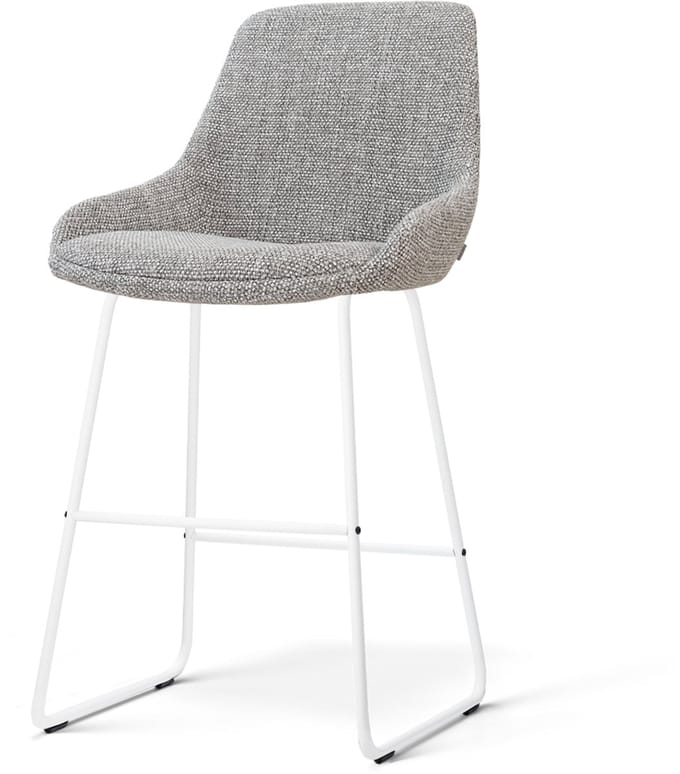 Nolon Nino-Isa Barkruk Grijs Blend - Wit Onderstel - 65 Cm - Barstoel - Stoffen - Modern