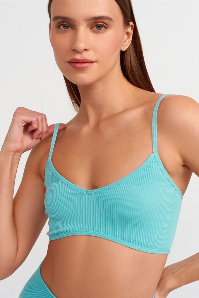 Geribbelde V-hals Crop Bralet Top
