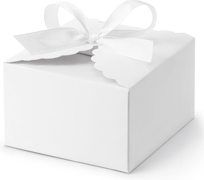 PartyDeco cadeaudoosje Wolkje - Bruiloft bedankje - 10x met lintje - wit - 8 x 5 cm