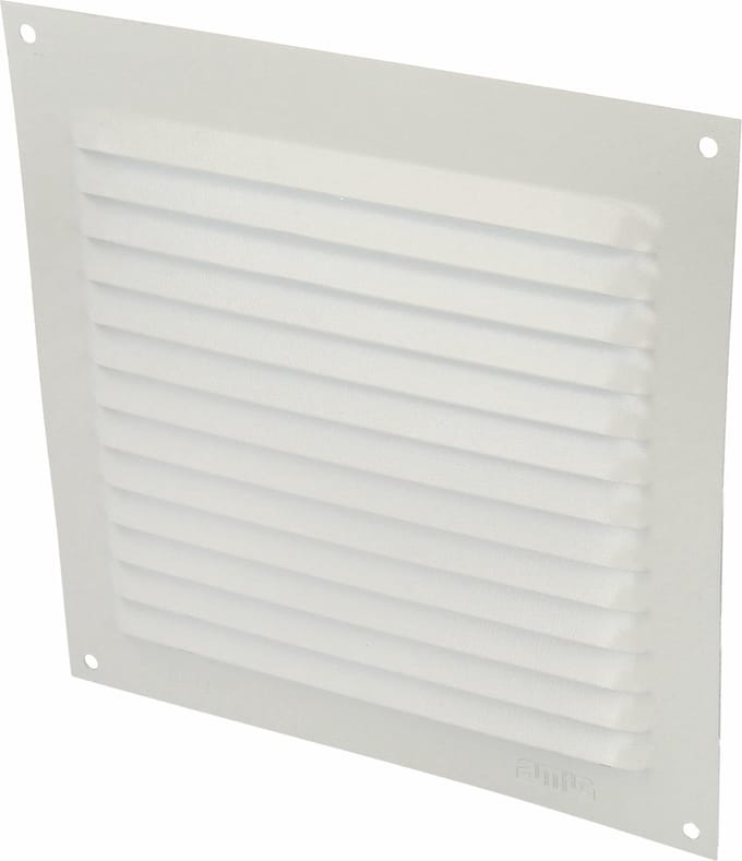 AMIG Ventilatierooster/muurrooster - 150 x 150mm - aluminium - wit - schoepenrooster