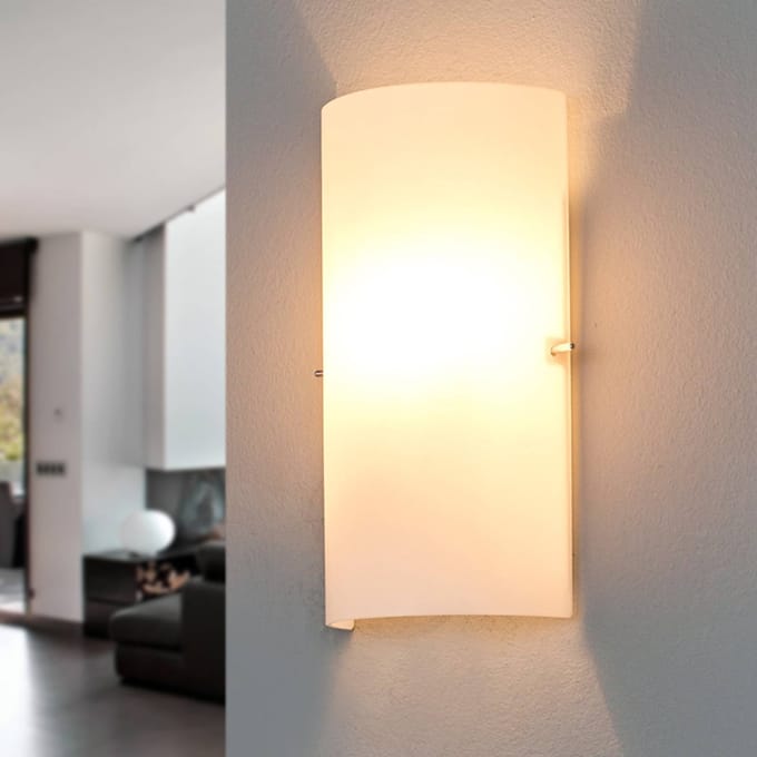 Lucande - wandlamp - 1licht - Glas, metaal - H: 28 cm - E14 - wit