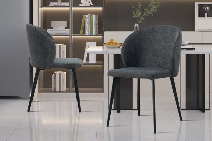 Eetkamerstoel Tilly - 51x55x80cm - Donkergrijze Stof