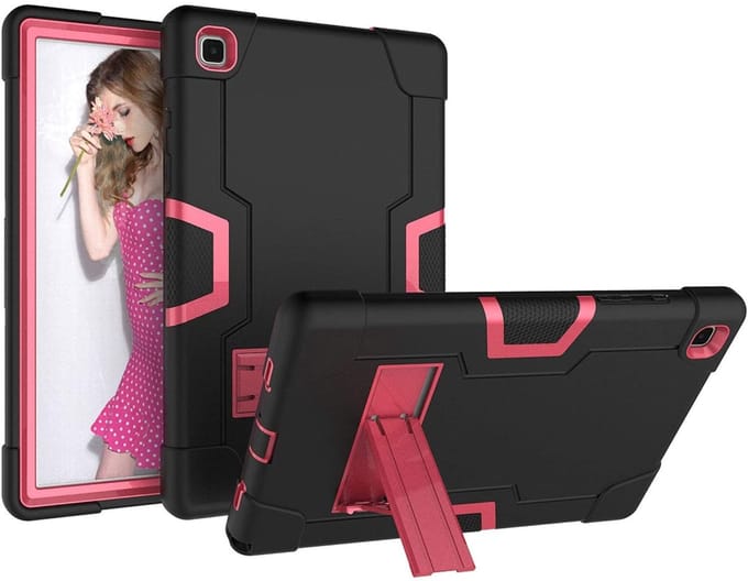 Ntech Armor Kickstand Case Hoes Geschikt voor Samsung Galaxy Tab A 10.1 (2019) - Zwart / Pink