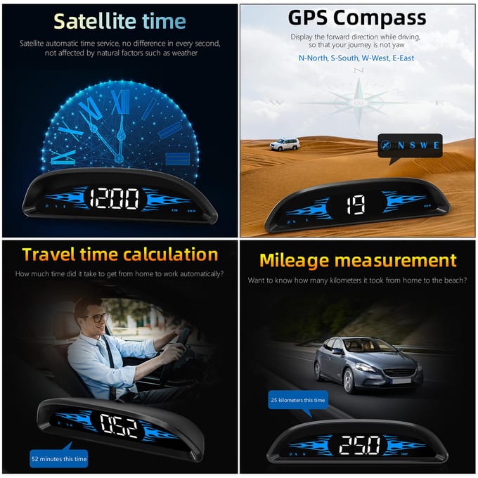Auto Head-up Display Digitale GPS-navigatie Snelheidsmeter GPS Dual System-scherm met zwart