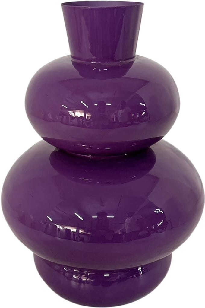 by Mooss - Enamel - Vaas - Paars - Purple - Medium - 42 cm - Ã˜ 30 cm - Hoogglans - Metaal - Groot - Chique - Trendy - Hip - Eyecatcher - Decoratief - Emaille
