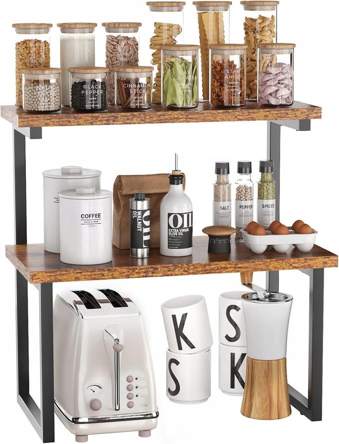 2-Lags Kruidenrek Keuken Organisator Houten Plank Gooi Opslag