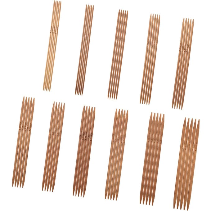 Set van 11 bamboe dubbelpuntige breinaalden, set van 11 maten (5.1in 13cm) beige