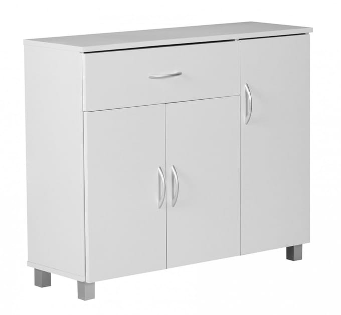 dressoir JARRY mat wit lade 1 en 3 Doors 90 x 75 x 30 cm | Ontwerp commode | Pantry-vloer kast met handvatten
