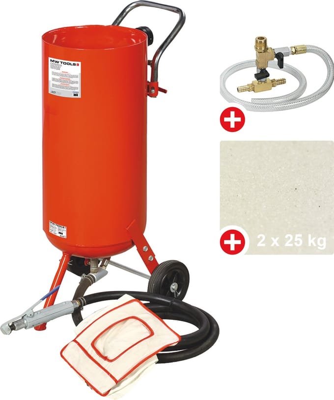 Mobiele straalketel + soda straalkit + 2 zakken straalmiddel SO25 MW Tools CAT02010PACK2