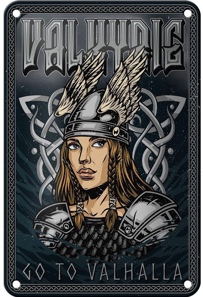 Blechschild Spruch 12x18cm Valkyrie go to Valhalla Wiking