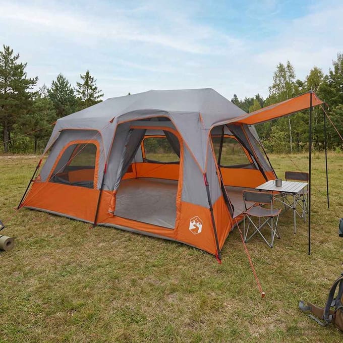 vidaXL - Directe - Tent - 8-persoons - Grijs - en - Oranje