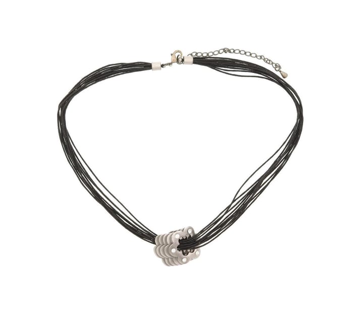 Behave® Ketting Zwart - Bloem Hanger Met Steentjes - 40 cm