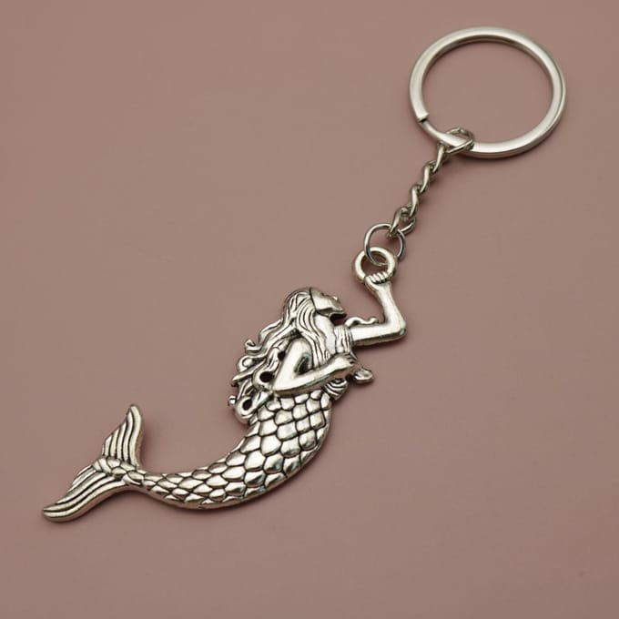 Porte-clés Pendentif Sirène Simple Bijou Cadeau Pour Femmes argenté