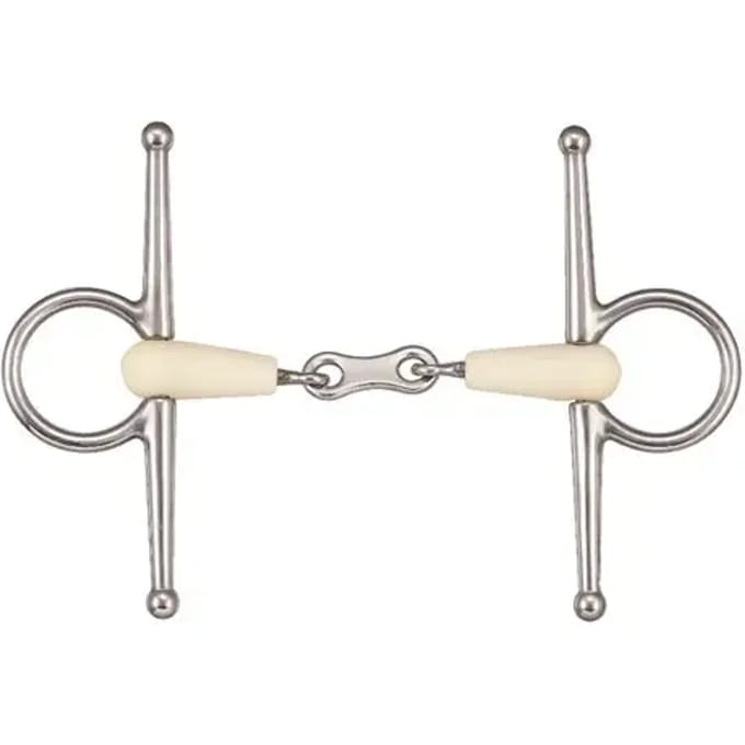Dubbelgebroken paardenbit + koppeling Soyo Happy mouth