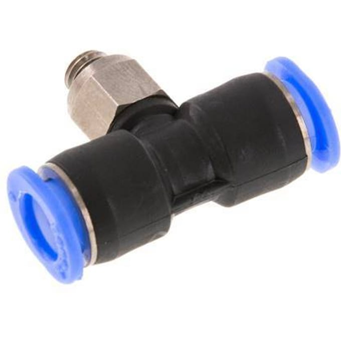 6mm x M 5 inline T-stuk Messing/PBT Insteekfitting Buitendraad Draaibaar Compact Ontwerp NBR [2 Stuks]
