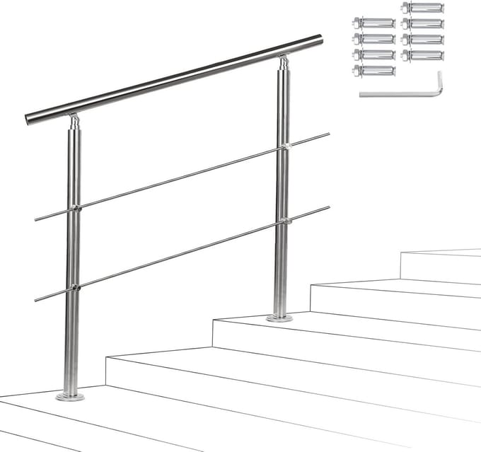 Trapleuning - Balustrade RVS - Veilig Traplopen - Hoekverstelbaar - 120 cm - Zilver